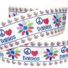 Grosgrain Ribbon 1.5" Printed Girl Scouts Daisies Hearts Peace - Per Yard