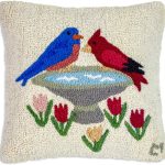 Artist-Designed Birds Welcome Hand-Hooked Wool Decorative Throw Pillow (18 
in x 18 in) Garden Pillow for Couches & Beds - Easy Care, Low Maintenance - 
Red & Blue Birds Home Décor